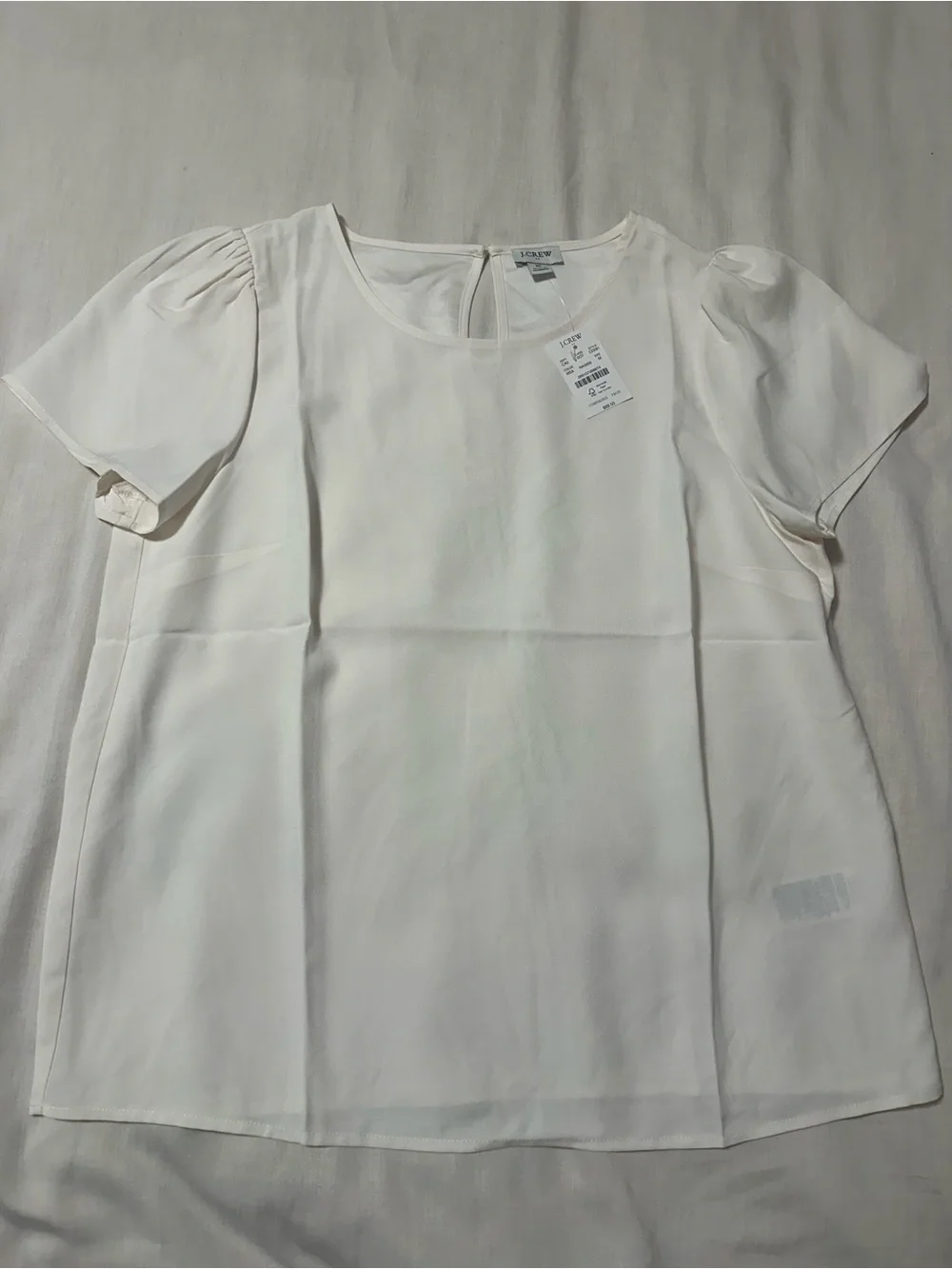J. Crew Ivory Short Puff Sleeve Blouse NWT